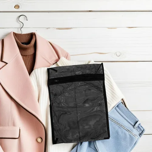 Miniatura 5 de CHILDWEET Bolsa de lavandería de malla negra para ropa delicada de 15.6 x 15.6 pulgadas, bolsa de lavado transpirable para uso en lavadora
