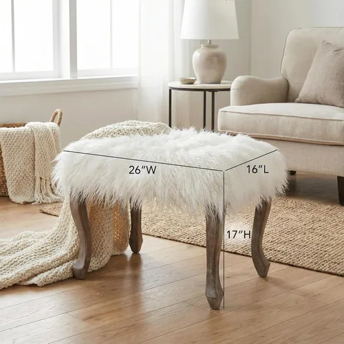 Miniatura 3 de Cortesi Home Harlow Bench Ottoman, 26 pulgadas, color blanco