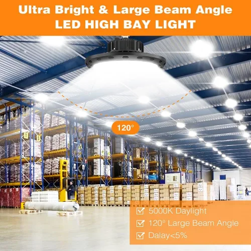 Miniatura 2 de Luz de bahía alta UFO LED 100W 15000 lúmenes【Ahorro energético, reemplaza 400W MH/HPS】 Voltaje amplio 100-277V para almacén, tienda, fábrica, taller