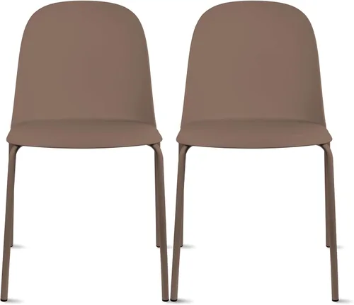 Miniatura 33 de 2xhome Silla de comedor moderna apilable sin brazos Asiento de plástico con patas de metal Uso en interiores o exteriores Patio de cocina