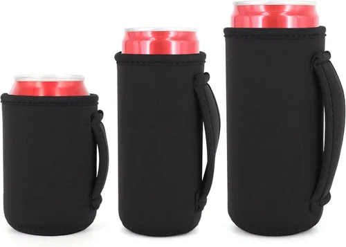 Miniatura 26 de Paquete de 3 fundas de neopreno reutilizables aisladas para latas con asa para refrescos, bebidas energéticas, gaseosas, cerveza, seltzer duro