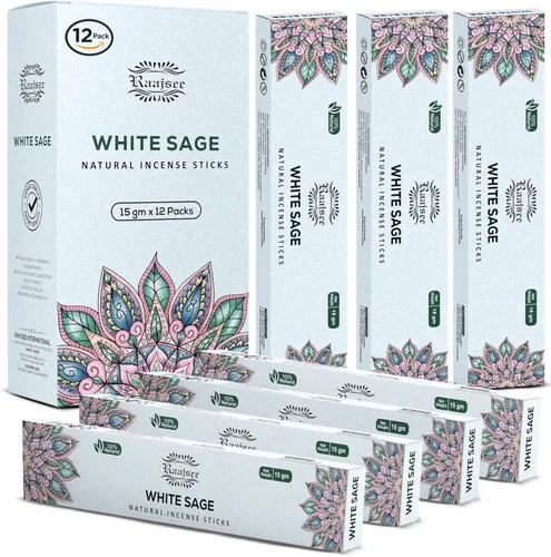 Miniatura 18 de Raajsee Varitas de incienso (6.35 oz), 100% puras orgánicas y naturales, enrolladas a mano, sin productos químicos, perfectas para aromaterapia