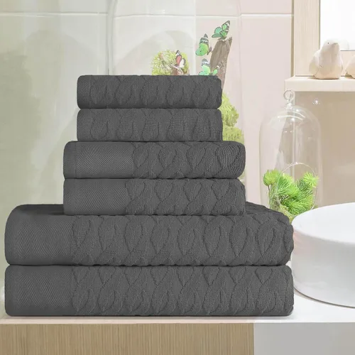Miniatura 93 de Superior Juego de 6 toallas de 100% algodón egipcio de 500 GSM, 6 piezas, 2 caras, 2 manos, 2 toallas, ideal para baño, cocina o playa, de secado