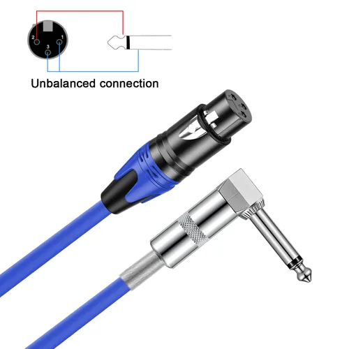 Miniatura 3 de (2 unidades/1.5 pies) XLR hembra a 1/4 TS ángulo recto, cable de micrófono hembra de 1/4 TS a XLR hembra, para mezclador de micrófono, instrumentos
