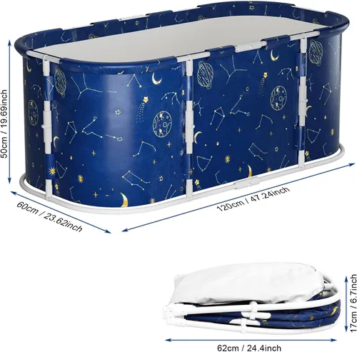 Miniatura 2 de Bañera portátil para adultos de 47 pulgadas plegable para adultos, bañera de hielo, bañera no inflable, baño sentado, baños de hielo, bañeras
