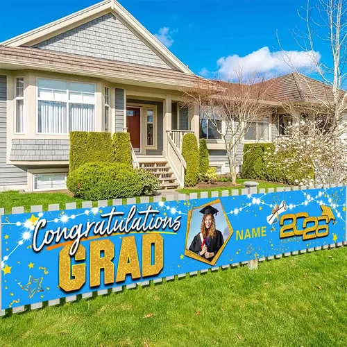 Miniatura 32 de Decoraciones personalizadas para fiestas de graduación 2026 – Cartel de felicitación de graduación grande – Cartel de fondo de graduación