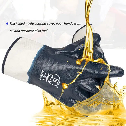 Miniatura 5 de Guantes de aceite azul para hombre, guantes resistentes al aceite resistentes al agua para entrega de combustible, guantes con revestimiento