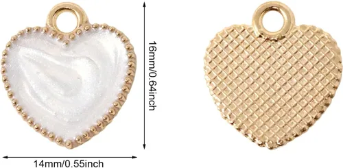 Miniatura 2 de Honbay 40 piezas de encantos de aleación de esmalte colgante encantos delicados lindos en forma de corazón de amor colgantes del día de San Valentín