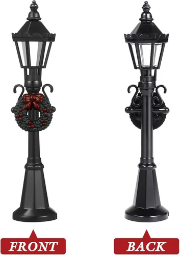 Miniatura 5 de LIOOBO Lámpara de Navidad Post Village Accesorios: Mini modelos de luz de calle de Navidad, lámpara de hadas de pueblo, luz de calle de casa