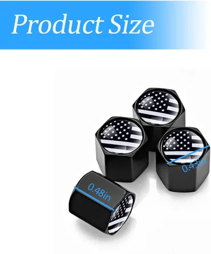 Miniatura 2 de Tapón de vástago de válvula de neumático para automóvil, paquete de 4 cubiertas universales herméticas con patrón de bandera estadounidense
