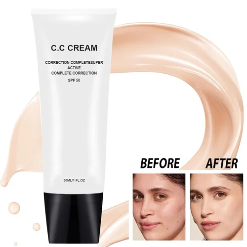 Miniatura 4 de Crema CC de ajuste de tono de piel SPF 50, nuevos cosméticos CC Crema, premaquillaje hidratante corrector de piel tono de piel (natural, 1 unidad)