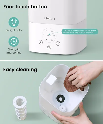 Miniatura 3 de Pharata Humidificadores para dormitorio y hogar, 3.5L humidificadores de niebla fría con llenado superior para bebé, habitación grande, plantas