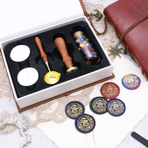 Miniatura 3 de SWANGSA Juego de sellos de cera de dragón estrellado con 60 cuentas de cera de sellado, cuchara de fusión y caja de regalo, ideal para adornar