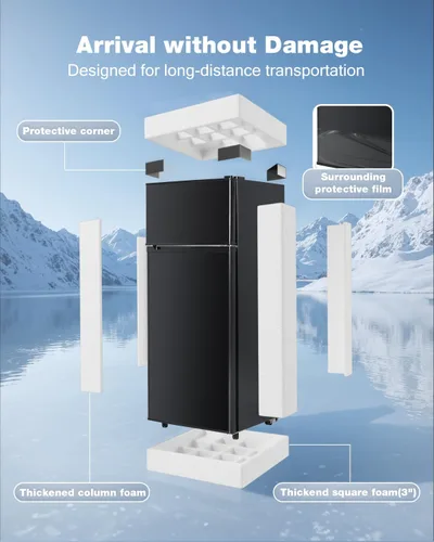 Miniatura 7 de Tehanld - Refrigerador de doble puerta con congelador, 4.5 pies cúbicos, mini refrigerador con congelador, 7 configuraciones de temperatura