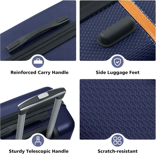 Miniatura 5 de AnyZip Equipaje ABS+PC Hardside maleta ligera con ruedas giratorias TSA Lock, Azul oscuro