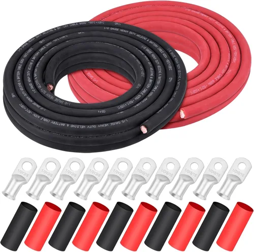 Miniatura 9 de Cable de Soldadura Calibre 1/0, iGreely 1/0 AWG Cables de Soldadura de Batería de Cobre Puro para Generador Solar Automático, 5 piezas de 5/16" y 5