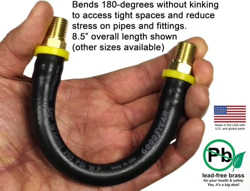 Miniatura 4 de Manguera corta de compresor de aire de 8.5 pulgadas: conexiones de 1/4" macho NPT a 1/4" macho NPT (latón libre de plomo)