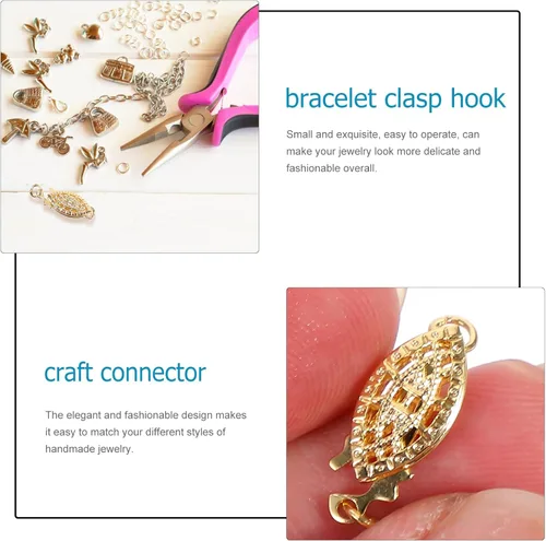 Miniatura 7 de 10 piezas de collar de filigrana de perlas, gancho ovalado de filigrana para joyería, cierres deslizantes, conector de pulsera para collares