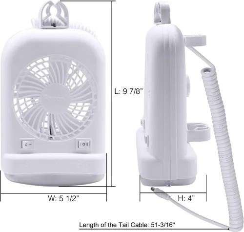 Miniatura 8 de Facon Combo de luz de ventilador de 12 V CC para caravana emergente, interruptor independiente, cable extensible de 2 velocidades con enchufe macho