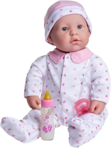 Miniatura 9 de JC Toys La Baby Caucasian - Muñeca bebé pequeña de cuerpo suave de 20 pulgadas Lavable Traje floral rosa extraíble con sombrero, chupete y Rosa