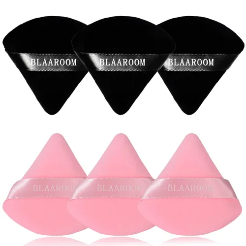 Miniatura 15 de 6 piezas de terciopelo de maquillaje de cara de triángulo suave para polvo suelto, polvo mineral, polvo corporal, base cosmética húmeda y seca