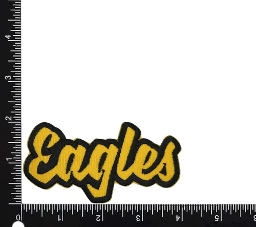 Miniatura 16 de (2 x 4 pulgadas) Eagles, espíritu de equipo, bordado, parche para planchar (sarga blanca/contorno verde)