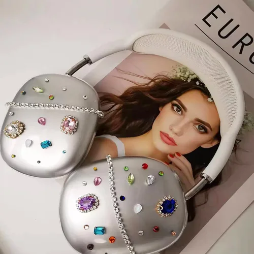 Miniatura 38 de MORWLAT Funda para AirPods Max con Diamantes de Imitación Brillantes Estrellas, Fundas Suaves Bonitas Transparentes y Brillantes para Mujeres