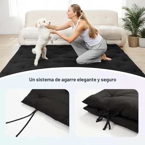 Miniatura 6 de Syrinx Colchón de Futón de Suelo Japonés Tamaño Individual 75"x39", Cama de Suelo Perezosa Plegable Engrosada para Adultos, Tumbona Enrollable