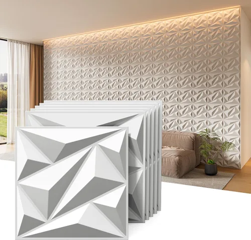 Miniatura 12 de INMOZATA Paneles de pared 3D para decoración de pared interior, paquete de 33 paneles decorativos de pared de 12 x 12 pulgadas con diamantes, panel