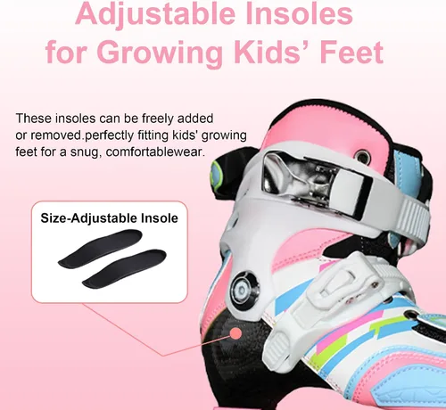 Miniatura 6 de Patines en línea para niñas y niños, patines de fibra de carbono de rendimiento para niños de 4 a 12 años con ruedas de poliuretano, divertidos