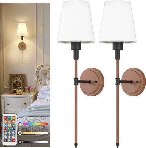 Miniatura 12 de DORESshop Juego de 2 apliques de pared a pilas, inalámbrico, fácil de instalar, regulables y ajustables, lámpara de pared recargable