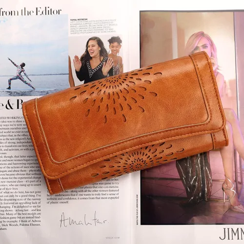 Miniatura 2 de Aphison - Cartera larga de cuero suave RFID para mujer, con caja de regalo