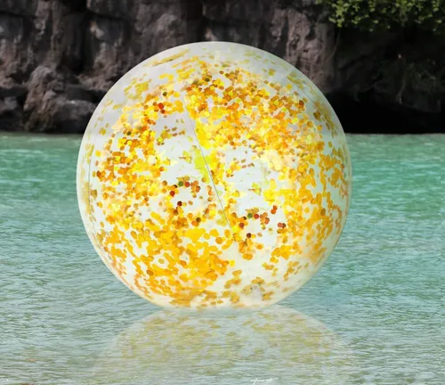 Miniatura 2 de PENTA ANGEL Pelota de playa con purpurina, 2 unidades, inflable, confeti, piscina, fiesta, pelota deportiva de arena transparente para exteriores