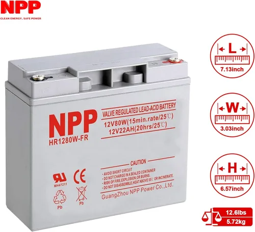 Miniatura 2 de NPP HR1280W 12V 480Watts, batería de UPS ignífuga de alta tasa de batería de alta velocidad, 12V 18Ah, 20Ah 12Volt AGM Sellado Plomo Ácido Recargable