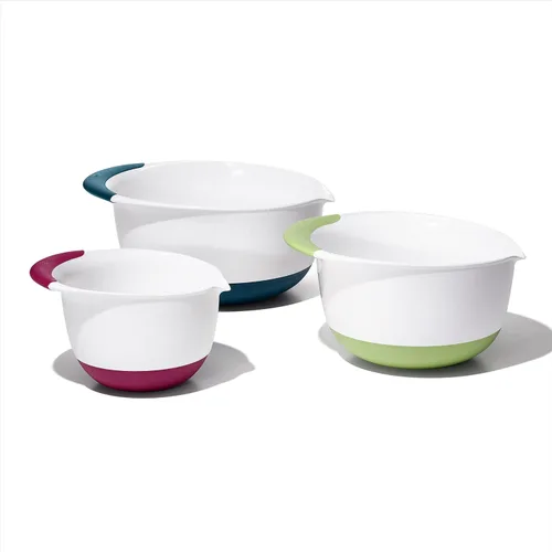 Miniatura 7 de OXO, juego de 3 cuencos para mezclar de plástico Good Grips – Asas de Blueberry, Jam & Seltzer, 4.7 LITROS, Grande