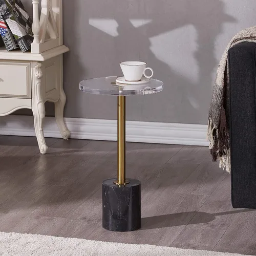 Miniatura 5 de Mesa auxiliar de acrílico para muebles, mesa auxiliar redonda pequeña transparente para sala de estar, dormitorio, oficina, mesita de noche moderna