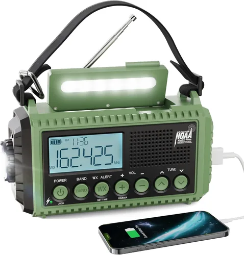 Miniatura 12 de Raynic - Radio meteorológica NOAA, radio de emergencia solar con manivela de 5000 mAh/18 500 mWh, radio portátil a batería con AM/FM/SW/NOAA