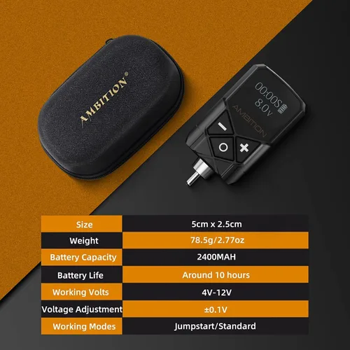Miniatura 2 de Ambition Kuark - Fuente de alimentación para tatuajes Ambition Kuark Mini Wireless Portable RCA Tattoo 2400mAh batería de litio con pantalla digital