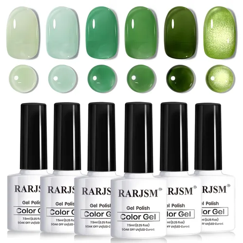 Miniatura 59 de RARJSM Juego de Esmaltes de Gel Nude Colección Jelly Pink de 6 Colores Naturales Transparentes Rosa Translúcido Lechoso Malva Morado Marrón Claro