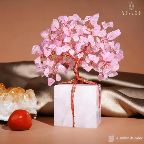 Miniatura 5 de Árboles de cristal de cuarzo rosa para decoración del hogar, decoración de escritorio de oficina, cristales curativos de chakras y piedra para Base