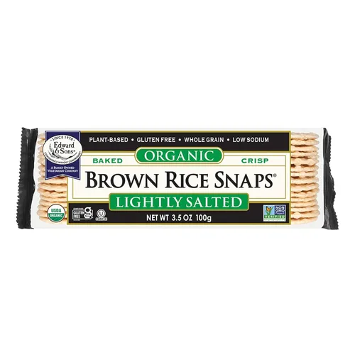 Miniatura 11 de Edward & Sons Snaps de arroz integral de cebolla tostada orgánica, horneado al horno, grano entero, sin gluten, bajo en sodio, bajo en grasa
