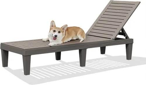 DIMAR GARDEN Tumbona al aire libre, silla de piscina de resina impermeable reclinable, gris pardo Topo