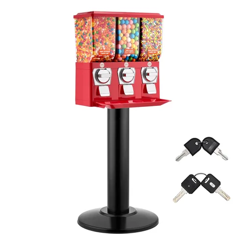 Miniatura 9 de VEVOR Máquina expendedora de dulces, máquina expendedora de dulces de triple compartimento con soporte, máquinas expendedoras de chicles y caramelos