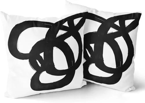 Miniatura 8 de Juego de 2 fundas de almohada decorativas en blanco y negro, fundas de almohada abstractas modernas de 16 x 16 pulgadas, fundas de cojín
