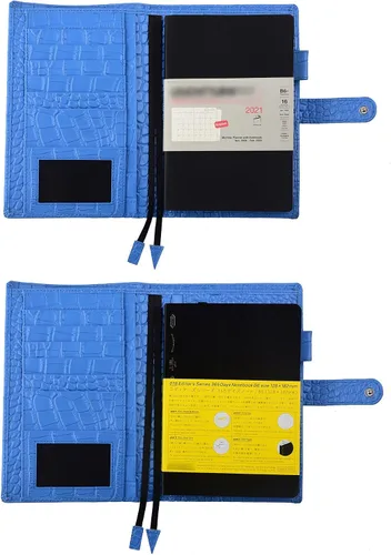 Miniatura 3 de Funda de planificador B6 de cuero auténtico, organizador personal con bucle para bolígrafo, ranuras para tarjetas, bolsillos con cremallera