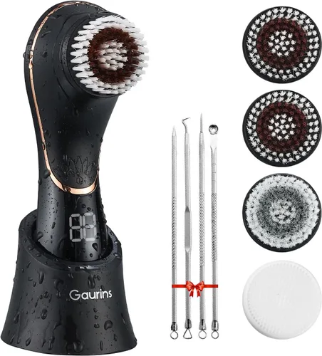 Cepillo de limpieza facial, exfoliante facial, recargable, IPX7, impermeable, dispositivo limpiador eléctrico giratorio para exfoliar, masajear y