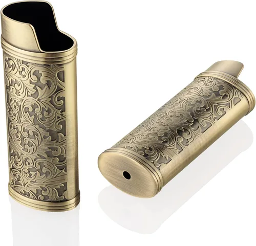 2 piezas encendedor caso titular metal vintage floral estampado ajuste para BIC Full J6 Series encendedor