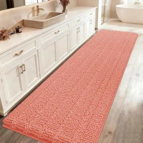 Miniatura 8 de ACCUMTEK - Juego de alfombras de baño a rayas beige de 3 piezas, ultrasuaves, antideslizantes de chenilla, alfombras de baño mullidas y absorbentes