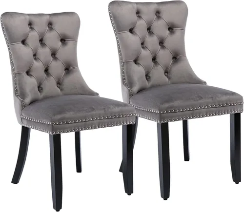 Miniatura 50 de Silla de comedor copetuda moderna de terciopelo para comedor, sillas de comedor tapizadas con remache de clavo, anillo trasero para cocina, comedor