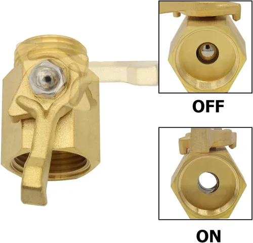 Miniatura 2 de Hooshing Manguera de jardín Válvula de cierre de latón resistente 3/4 "GHT Manguera de jardín Conector Válvula de control de flujo de agua